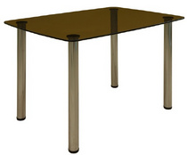 Стол обеденный со стеклом (мет.нога)